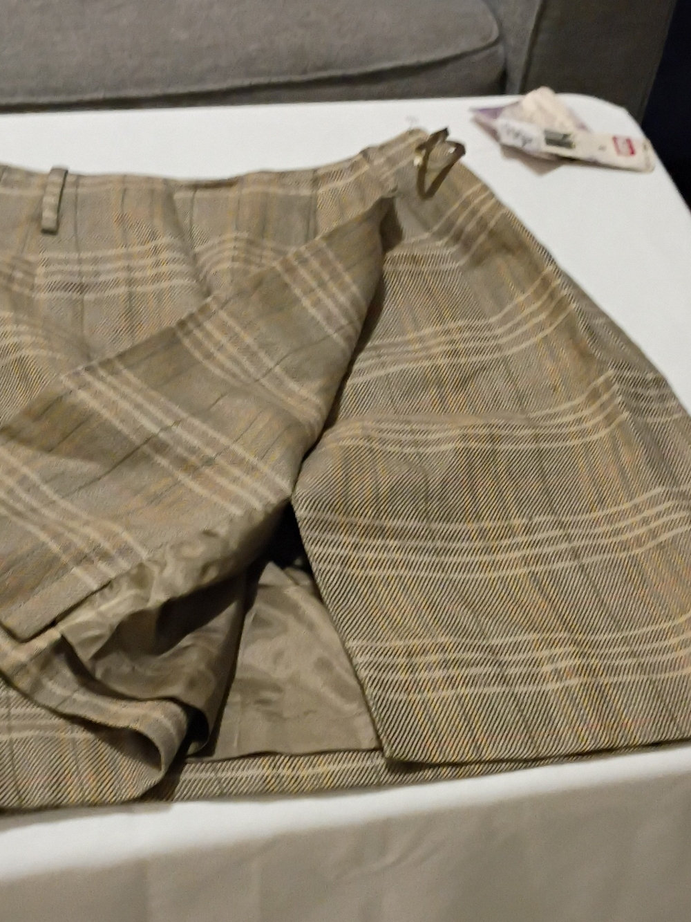 Jones New York Plaid Mini Skirt in Beige and Mustard Accents - Picture 5 of 5